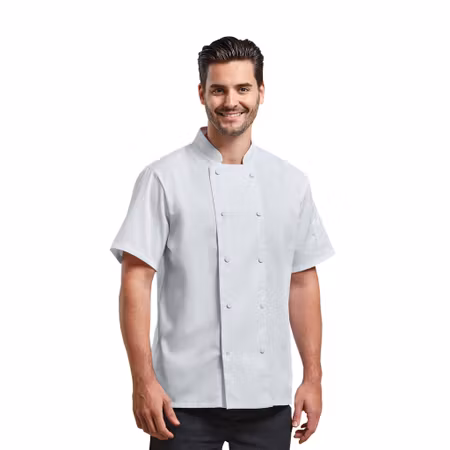 Kortärmad kockjacka med Coolchecker® fukttransporterande material | Premier