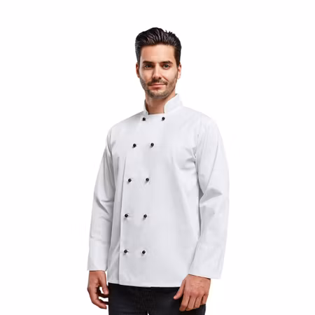 Långärmad kockjacka med mandarinkrage och utbytbara knappar | Premier