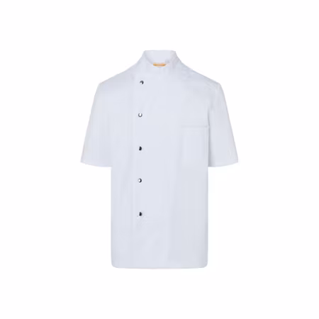 Slitstark kortärmad kockrock med tryckknappar och bröstficka | Karlowsky