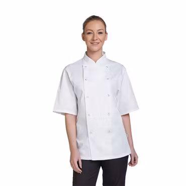 Kortärmad kockrock med tryckknappar | Dennys London