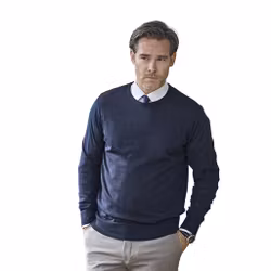 Stickad tröja i merinoblandning med rund hals | Tee Jays