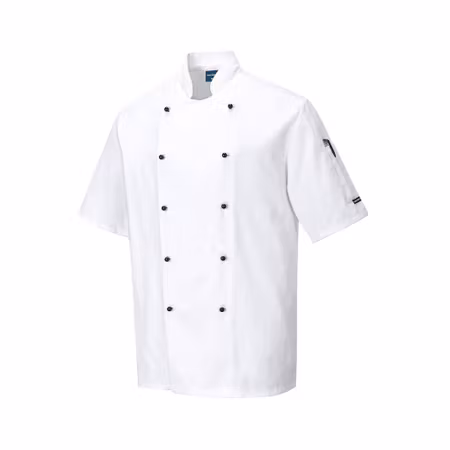 Klassisk kockrock Kent med hög krage och kort ärm | Portwest