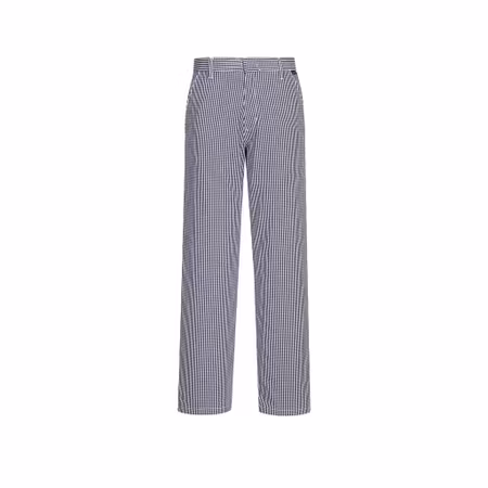 Blårutig kockbyxa i 100% bomull med elastisk midja | Portwest