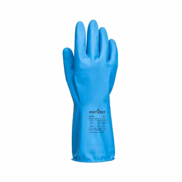 Blå kemikalieresistenta latexhandskar – 12-pack | Portwest