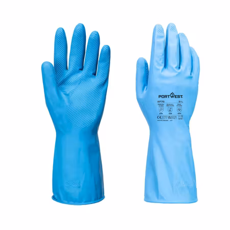 Blå kemikalieresistenta latexhandskar – 12-pack | Portwest