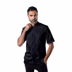 Greyson kockrock i fin twill med kort ärm och ventilationshål i unisex | BlueCut