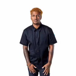 Logan kockskjorta med mässingsknappar – unisex | BlueCut