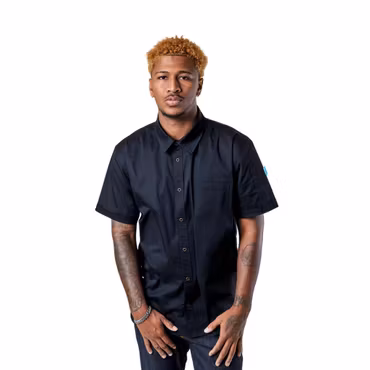 Logan kockskjorta med mässingsknappar – unisex | BlueCut