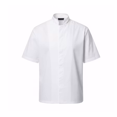 Stilren vit kockrock med kort ärm i twill för herr | Magnum