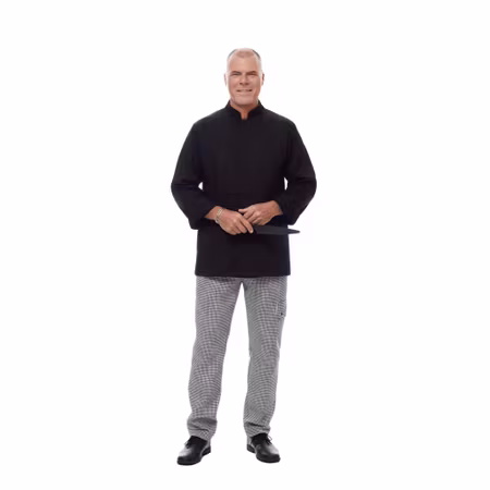 Modern svart kockrock i twill med lång ärm i twill för herr | Magnum