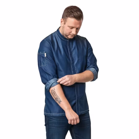 Kockrock i denim sydd av yrkesskräddare | Magnum