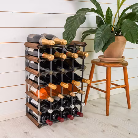 Vinställ för 30 flaskor – monterat i mörkt trä | The Swedish Wine Rack Factory