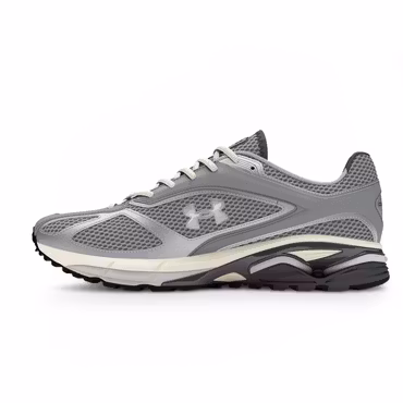Grå löparsko i mesh och läder med HOVR-dämpning för herr | Under Armour