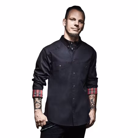 Kockskjorta i twill med tryckknappar och button-down krage för herr - ROCK CHEF® | Karlowsky