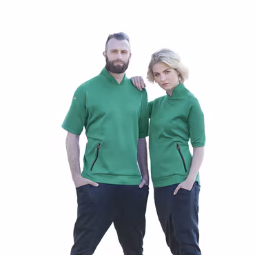 T-shirt i återvunnen polyester med stretch och dragkedjefickor för unisex | Karlowsky
