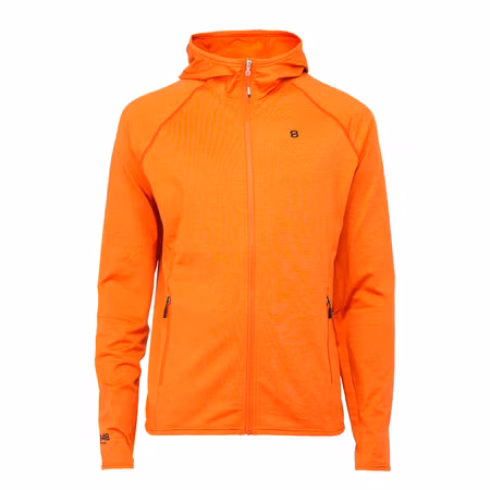 Orange hoodie i stretchmaterial med huva och dragkedjefickor för herr | 8848 Altitude