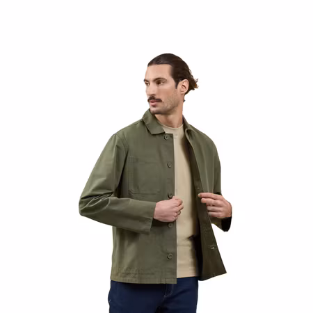 Arbetsjacka i canvas med knäppning och fickor i återvunnen polyester | Premier