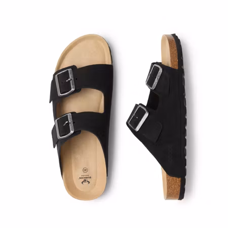 Herrsandaler i läder med korksula och dubbel dämpning | Suecos