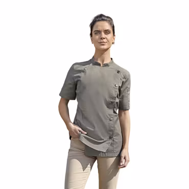 Kortärmad jeansinspirerad kockjacka i twill med modern passform dam | Karlowsky