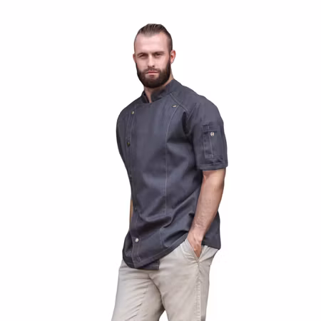 Kortärmad jeansinspirerad kockrock i twill med modern passform herr | Karlowsky