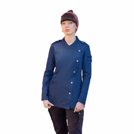 Långärmad hållbar kockrock i denimstil med ventilerande rygg dam - Rock Chef® | Karlowsky