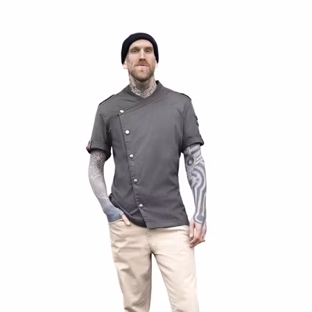 Kortärmad kockrock i denimstil med rak passform för herr - Rock Chef® | Karlowsky