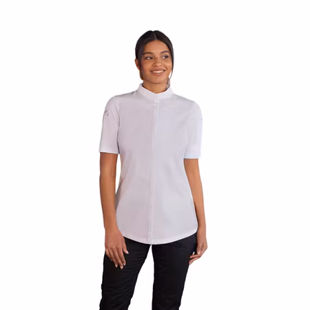 Kortärmad kockrock i TENCEL™-blandning med stretch och ventilerande rygg dam - Diamond Cut® | Karlowsky