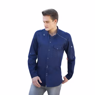 Långärmad kockskjorta i bomull/polyester med lätt twill och modern passform herr - Karlowsky