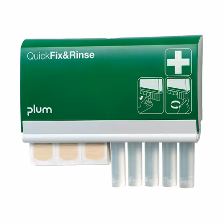 Första hjälpen-dispenser med ögonspolning och plåster | Plum