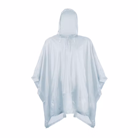 Transparent regnponcho i PVC med huva och förvaringspåse | Splashmacs