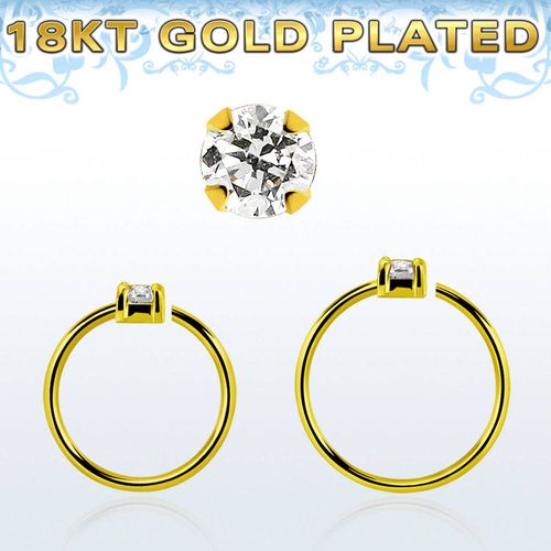 Guldpläterad sömlös ring  i silver 0.8mm med 2.5mm CZ