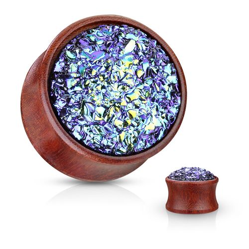 Träplugg med blått glitter