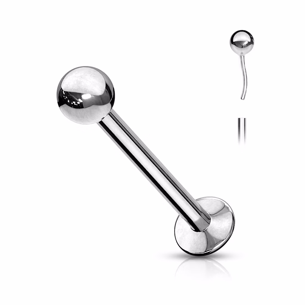 Threadless labret i 316L kirurgiskt stål 1.0mm med kula