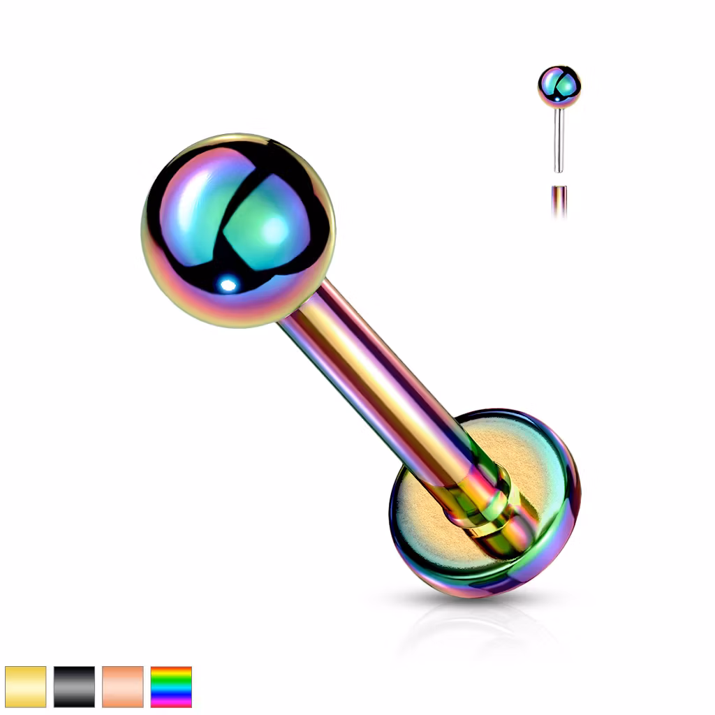 Threadless labret i PVD 316L kirurgiskt stål 1.2mm med 3mm kula
