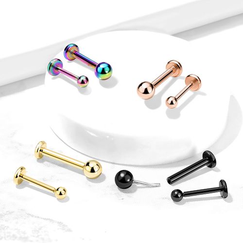 Threadless labret i PVD 316L kirurgiskt stål 1.2mm med 3mm kula