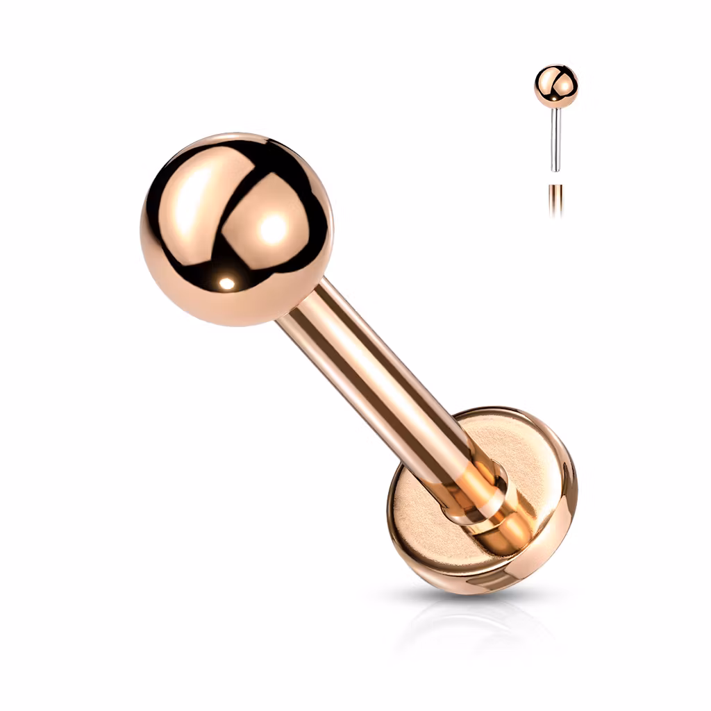 Threadless labret i PVD 316L kirurgiskt stål 1.2mm med 3mm kula