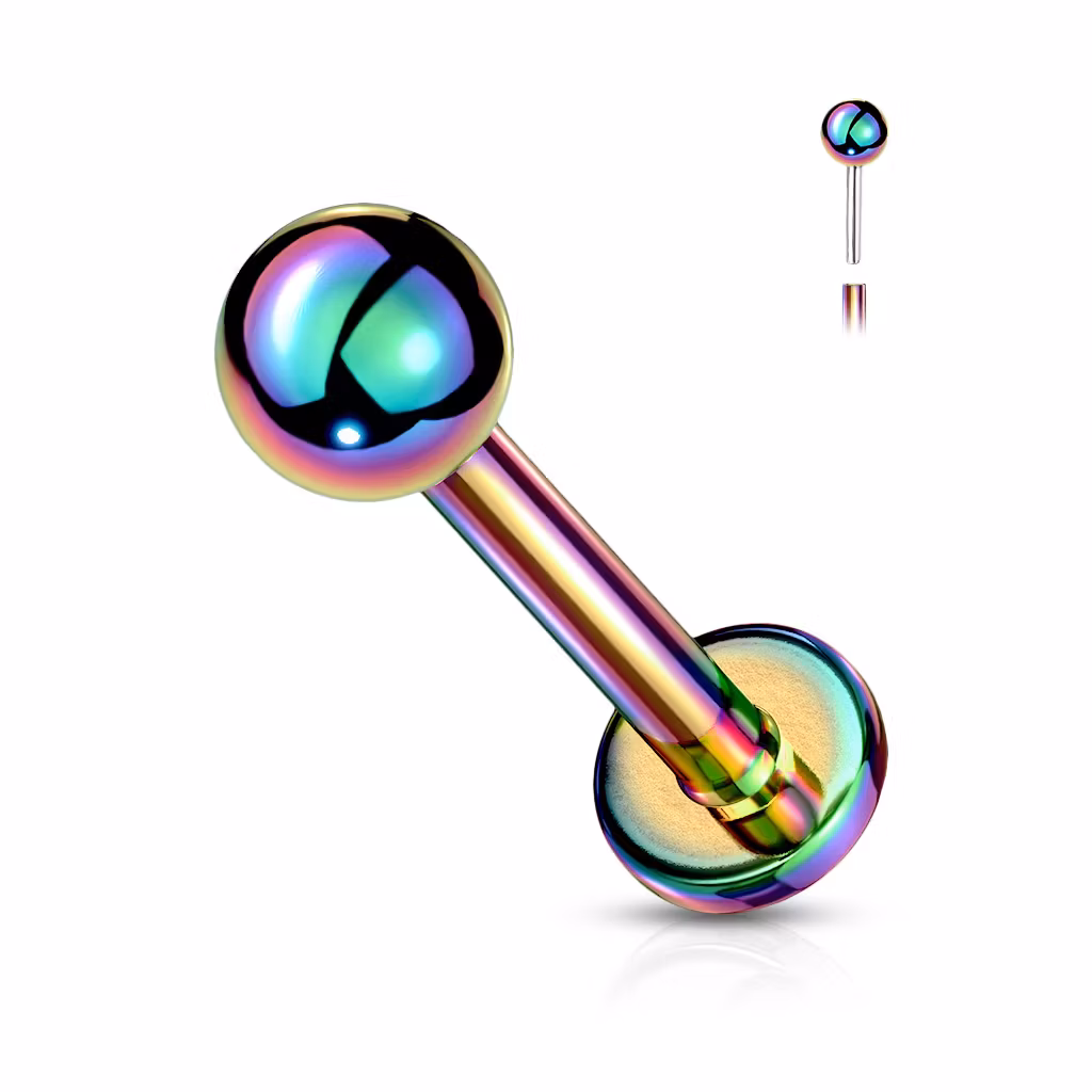 Threadless labret i PVD 316L kirurgiskt stål 1.2mm med 3mm kula