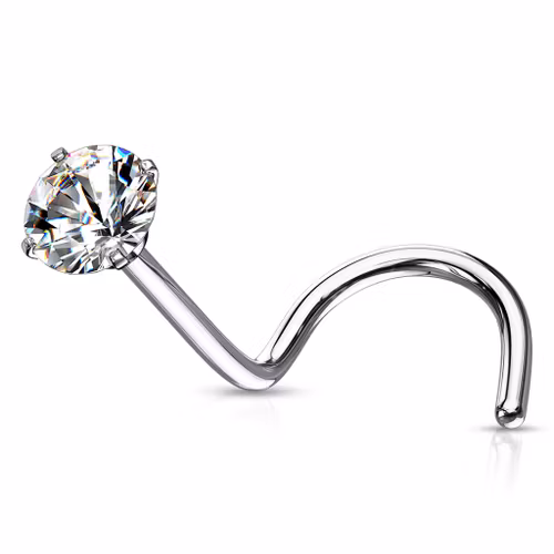 Nässmycke "Nose screw" 1.0mm med prong-set cubic zirconia