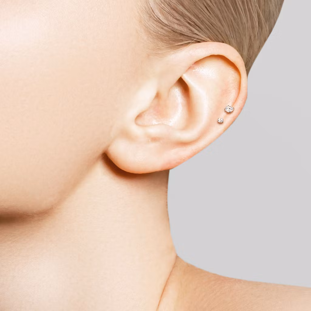 Threadless labret i PVD 316L kirurgiskt stål 1.2mm med 3mm push-pin "prong-set" CZ