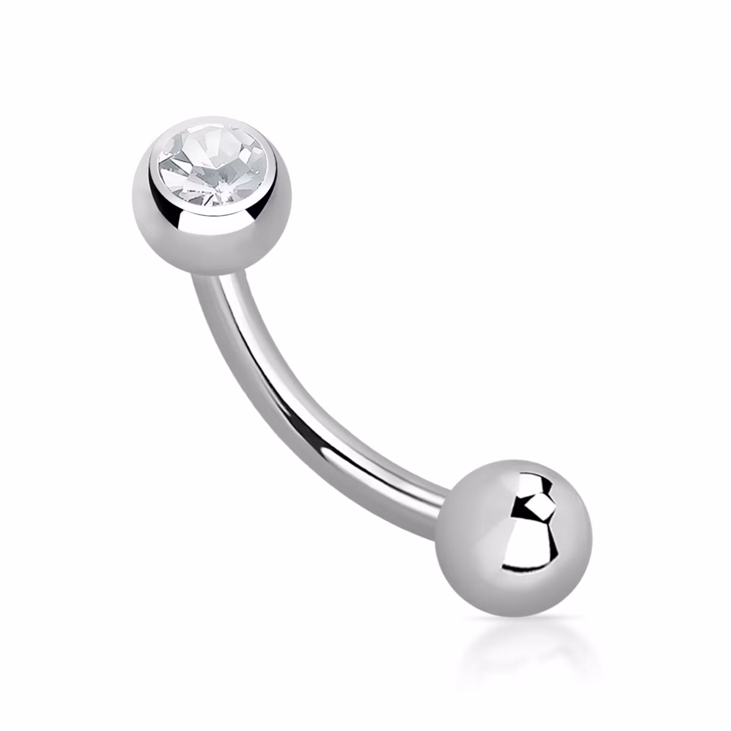 Steril Titanium Banana 1.2mm till ögonbryn med 4mm crystalkula 12mm