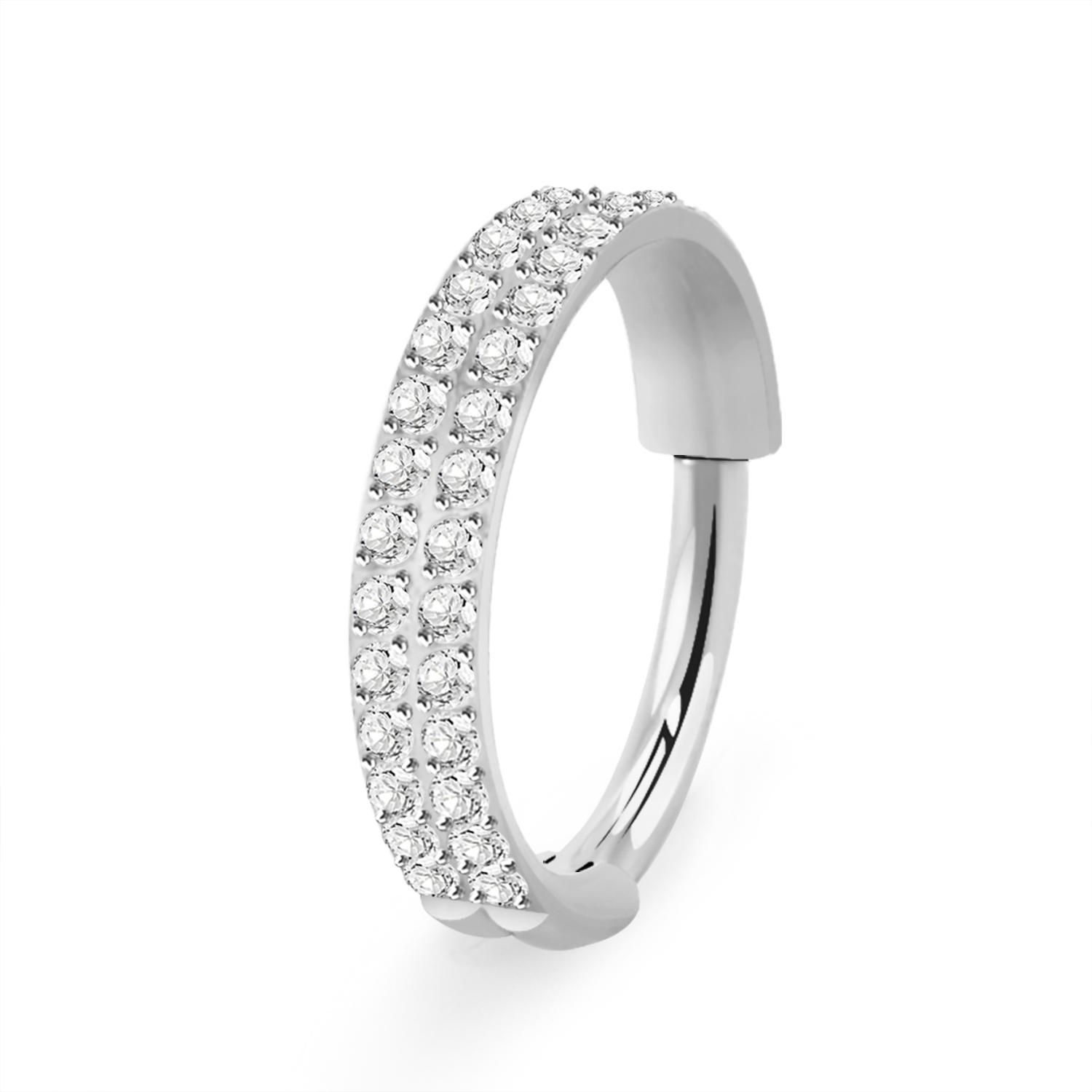 Titanium ring 1.2mm med gångjärn och dubbla rader CZ stenar på ytterkanten
