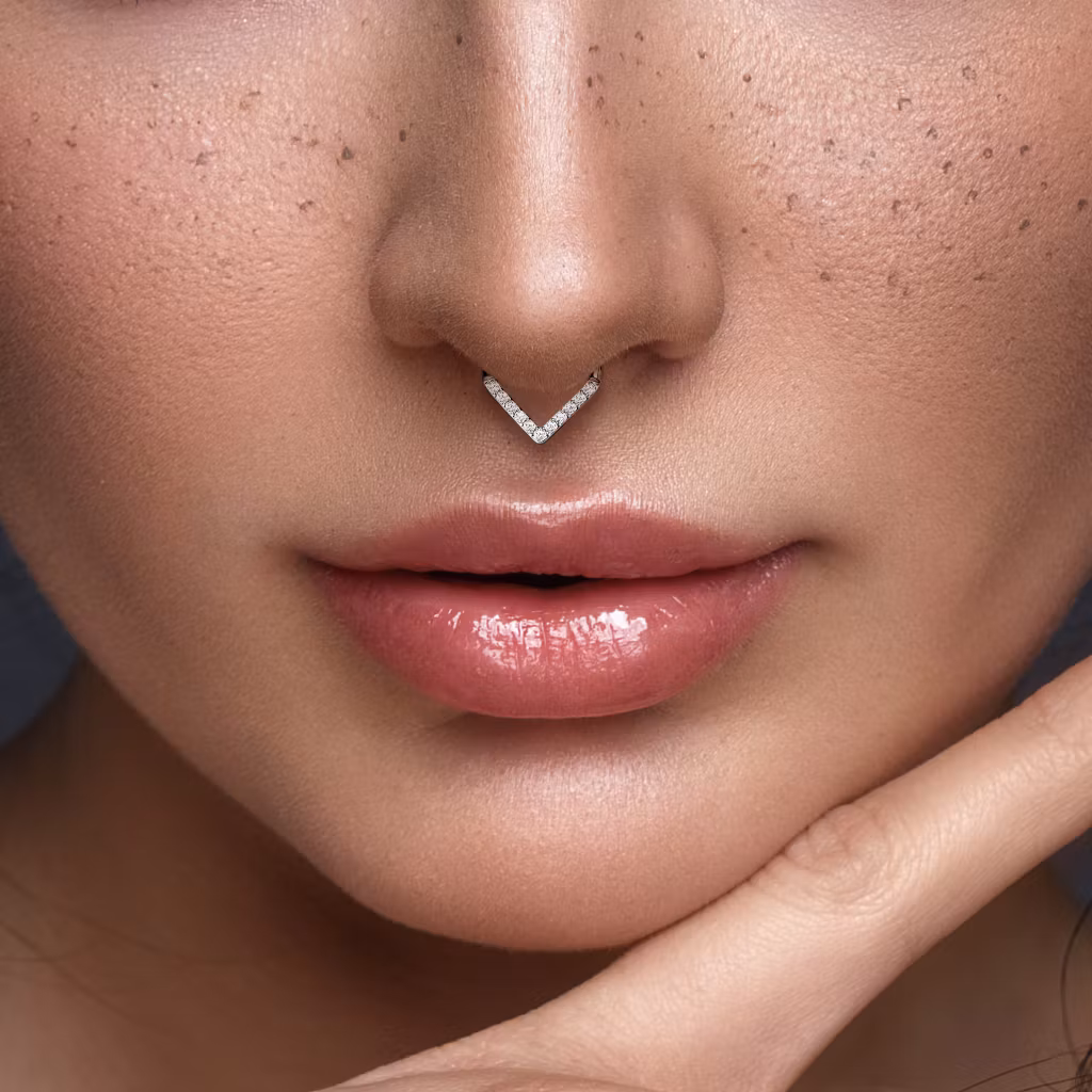 Droppformad segmentring 1.2mm i kirurgiskt stål med cubic zirconia