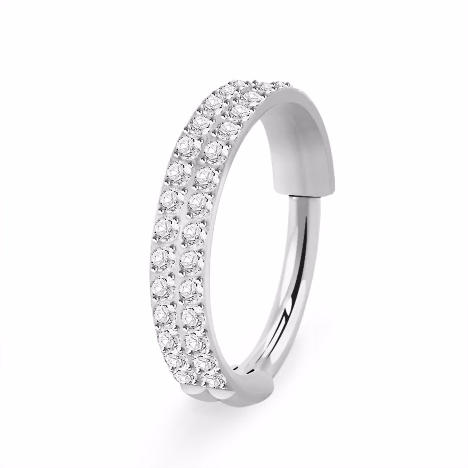 Titanium ring 1.6mm / 12mm med gångjärn och dubbla rader CZ stenar på ytterkanten