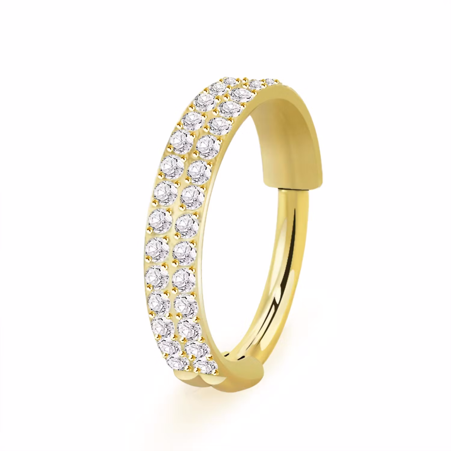 Titanium ring 1.6mm / 12mm med gångjärn och dubbla rader CZ stenar på ytterkanten