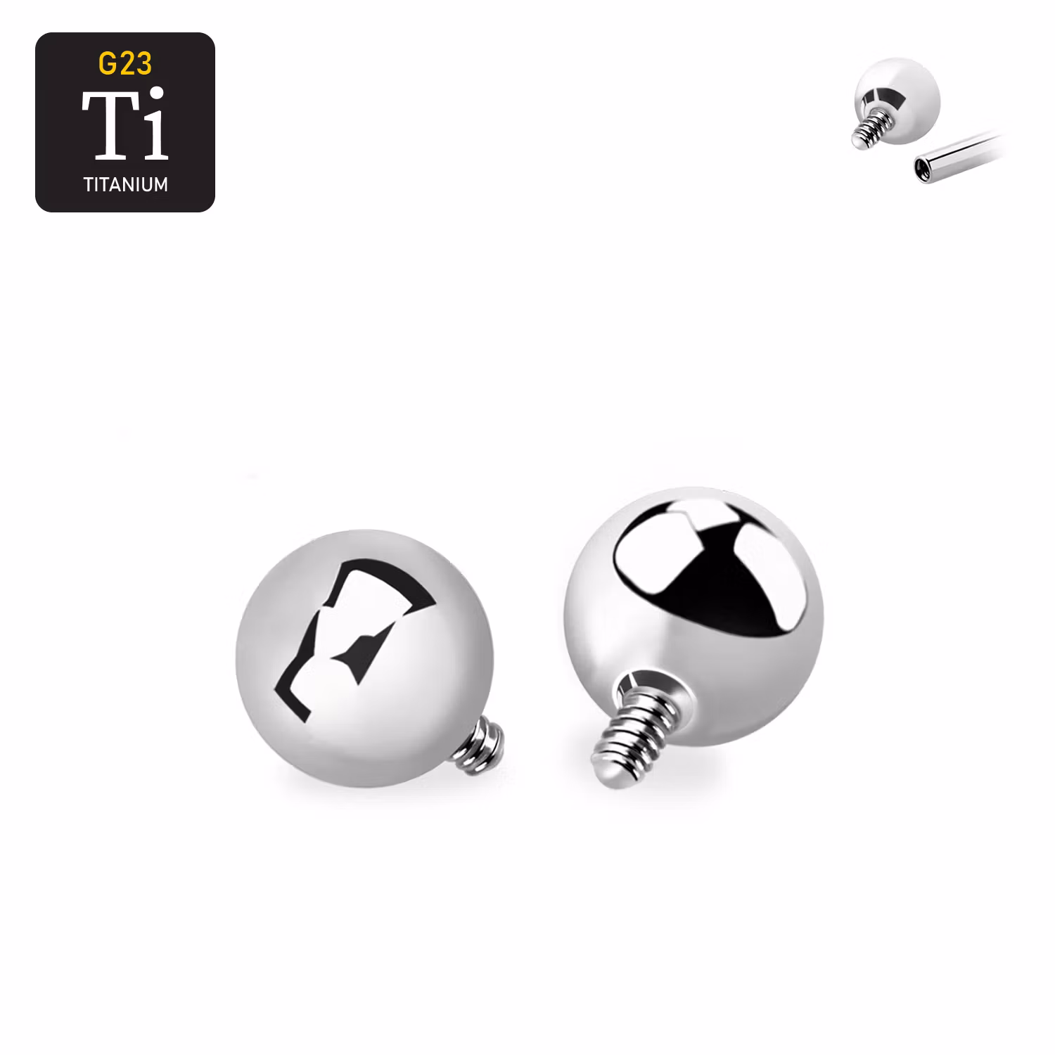 5mm kula i titanium - för invändigt gängad stav 1.2mm (lös del)