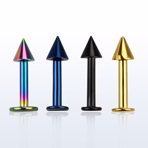 Labret i PVD-pläterad kirurgiskt stål 1.6mm med 4mm kon