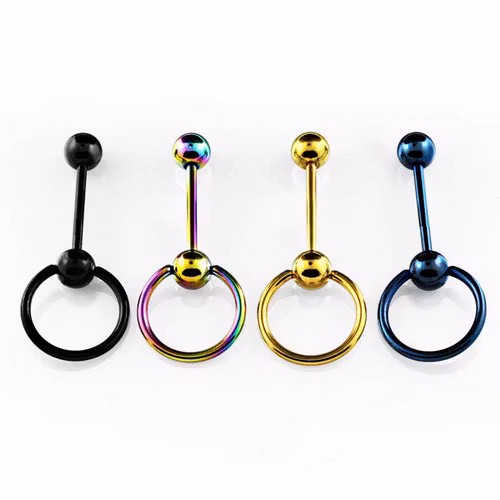 PVD-pläterad barbell / tungstav i kirurgiskt stål med slavring