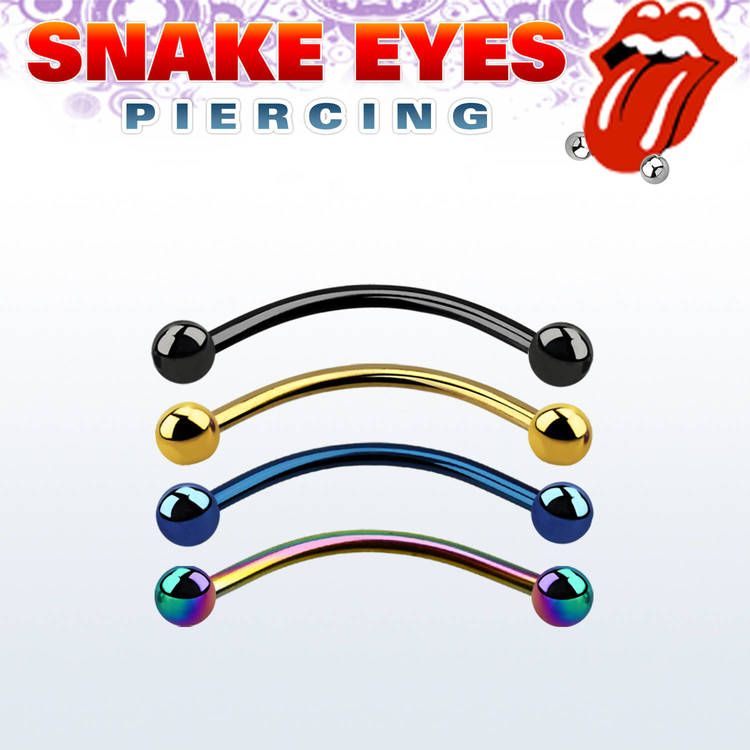 Snake Eye Banana i PVD-pläterad kirurgiskt stål 1.2mm med 3mm kulor