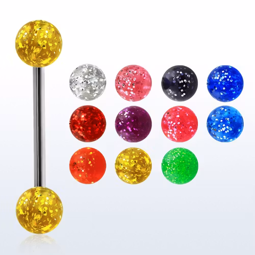 Barbell / Tungstav 1.6mm med 6mm glitterkulor