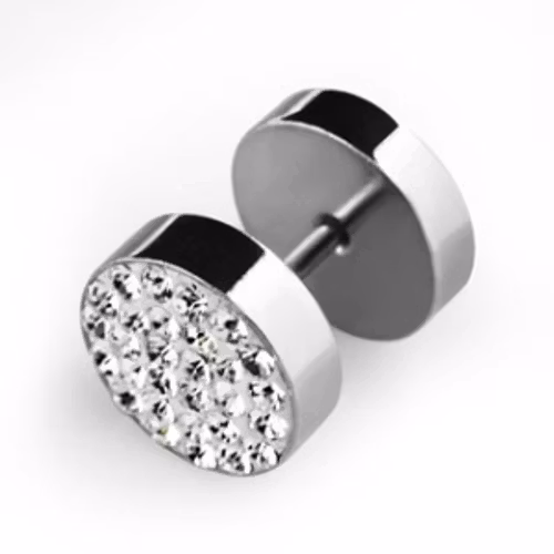 Fakeplugg i stål med klara stenar